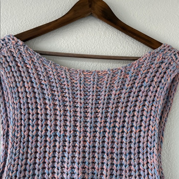 Free People‎ Chunky Knit Cotton blend Crop Purple Hoopla Sweater Vest XS - Picture 4 of 12
